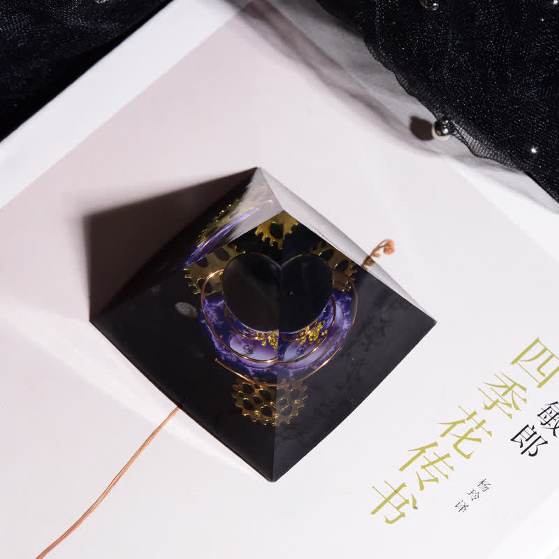 Olivenorma Obsidian Metal Coil Gear Orgone Pyramid - image 2