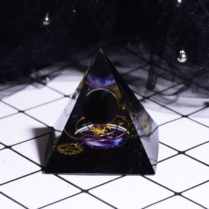 Olivenorma Obsidian Metal Coil Gear Orgone Pyramid - image 3