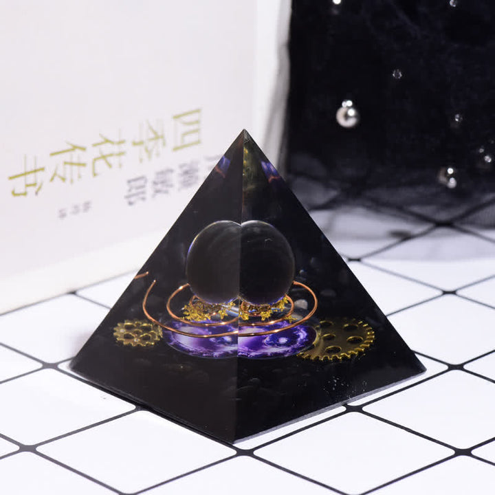 Olivenorma Obsidian Metal Coil Gear Orgone Pyramid - image 1