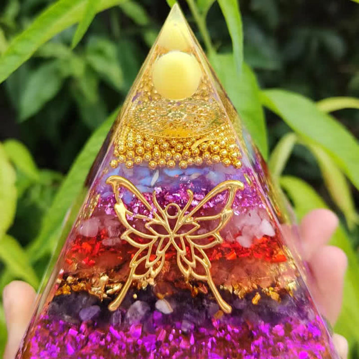 Olivenorma 10/15cm Natural Gravel Metal Butterfly Orgone Pyramid - 15cm*15cm - YES PLEASE $8 - image 0