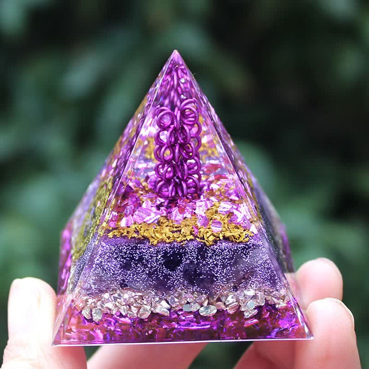 Olivenorma Amethyst Stone Metal Wire Om Symbol Orgone Pyramid - image 2