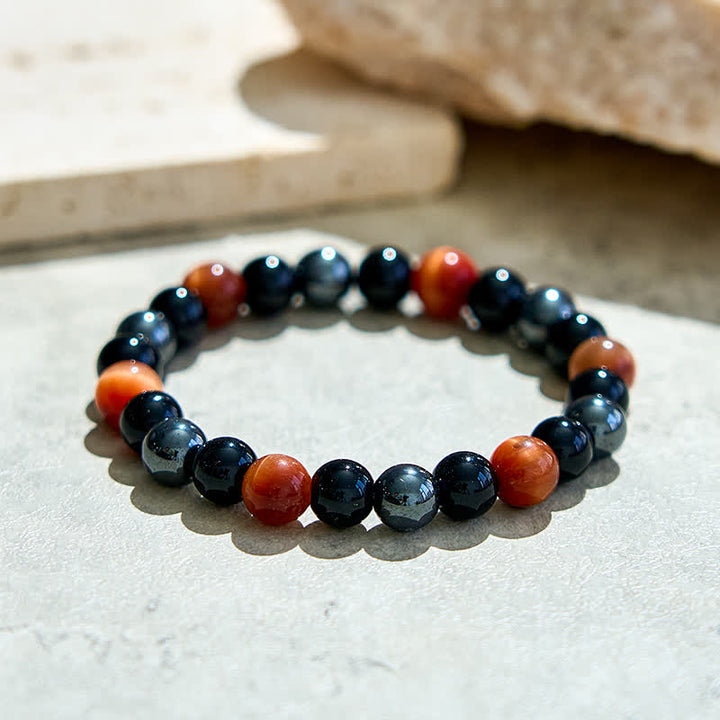 Olivenorma Red Tiger Eye Obsidian Hematite Beaded Bracelet - image 2