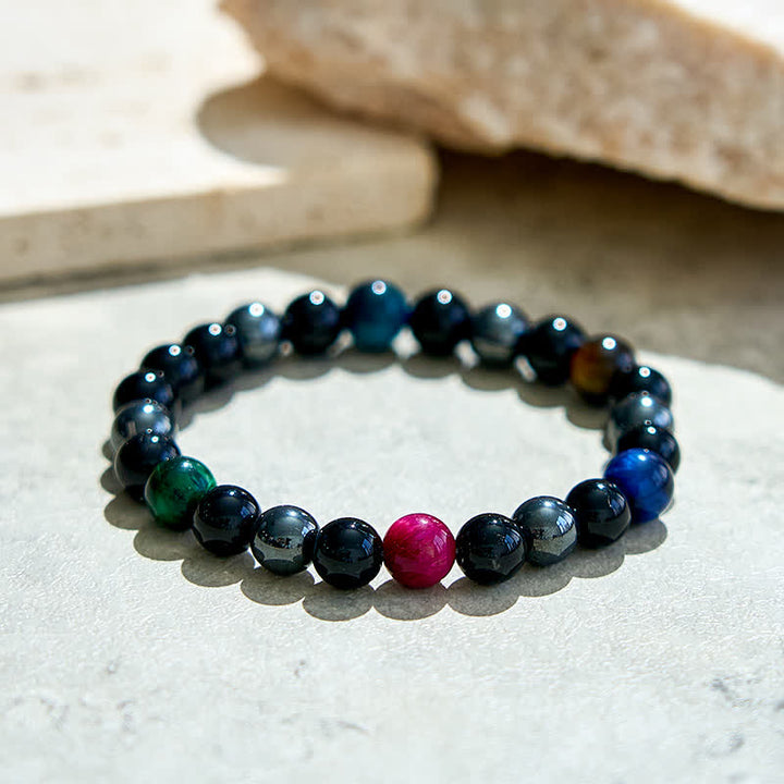 Olivenorma Multicolor Tiger Eye Obsidian Hematite Beaded Bracelet - image 2