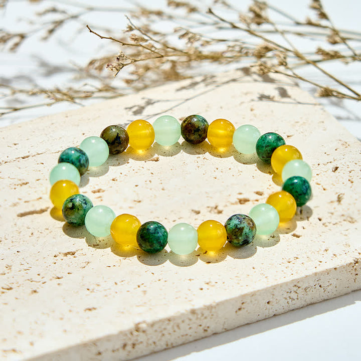 Olivenorma African Turquoise Green Fluorite Citrine Beaded Bracelet - image 2