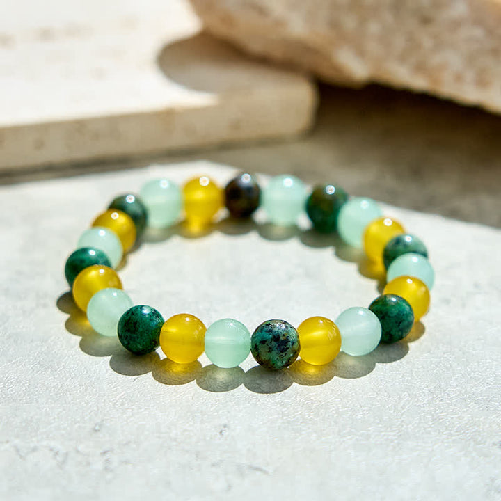 Olivenorma African Turquoise Green Fluorite Citrine Beaded Bracelet - image 3