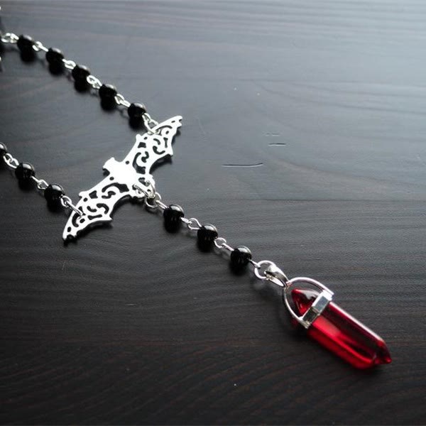 Olivenorma Gothic Energy Hexagonal Crystal Divination Necklace - Ruby Quartz - image 4