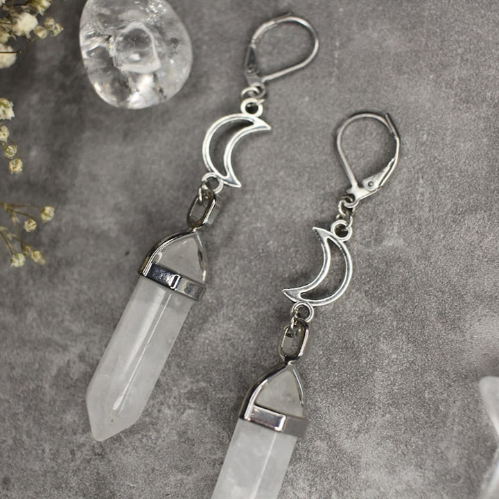 Olivenorma Witch Hexagonal Prism Natural Crystal Dangle Earrings - image 3