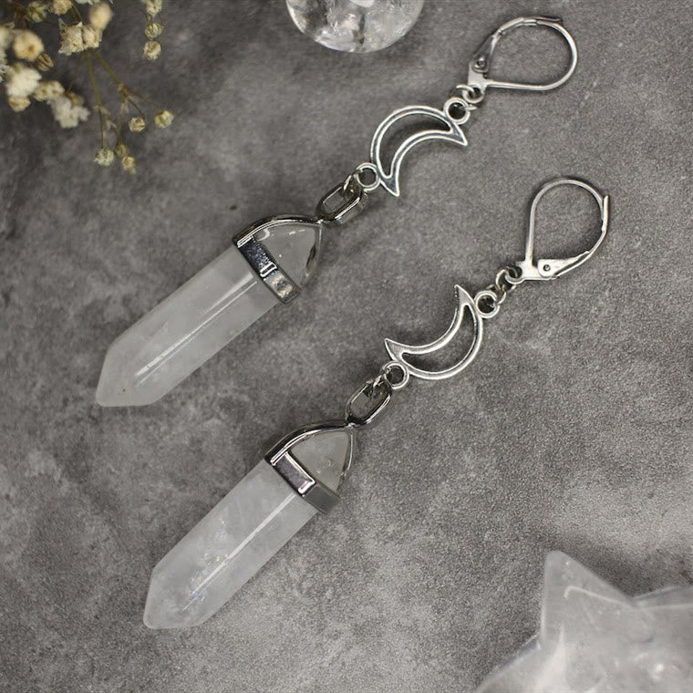 Olivenorma Witch Hexagonal Prism Natural Crystal Dangle Earrings - image 2