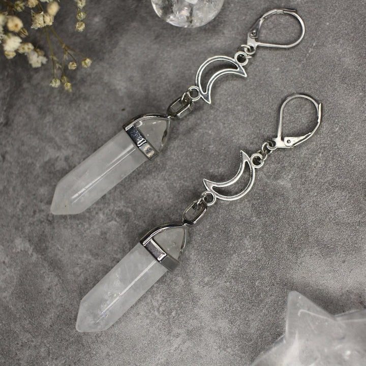 Olivenorma Witch Hexagonal Prism Natural Crystal Dangle Earrings - image 2
