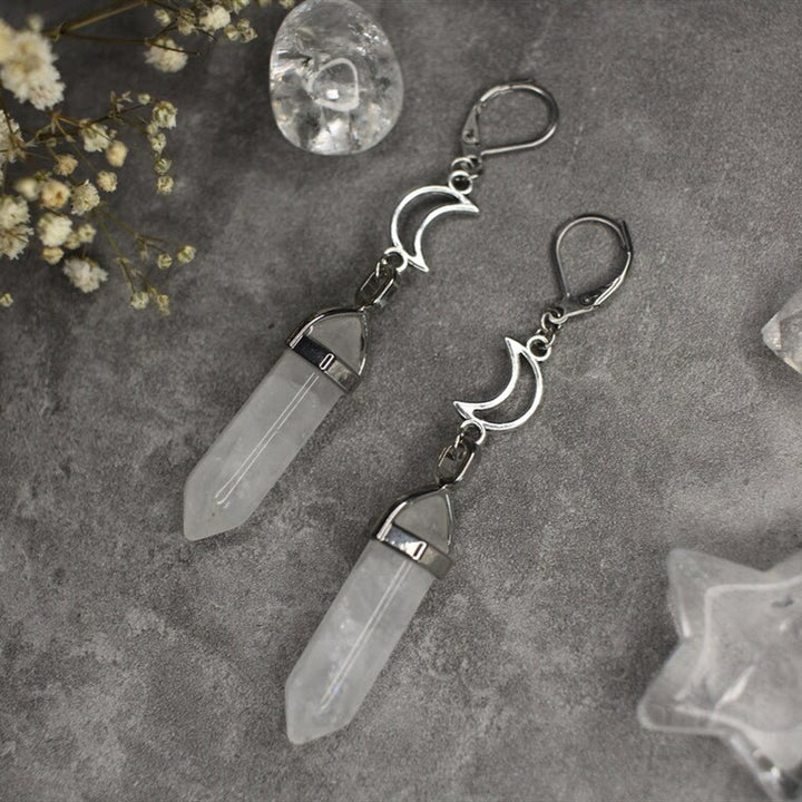 Olivenorma Witch Hexagonal Prism Natural Crystal Dangle Earrings - Clear Quartz - image 0
