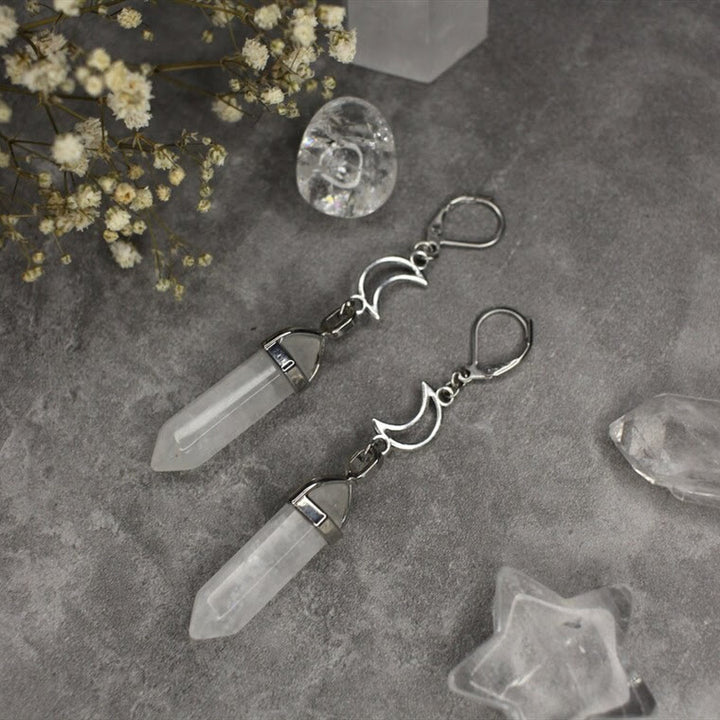 Olivenorma Witch Hexagonal Prism Natural Crystal Dangle Earrings - image 1