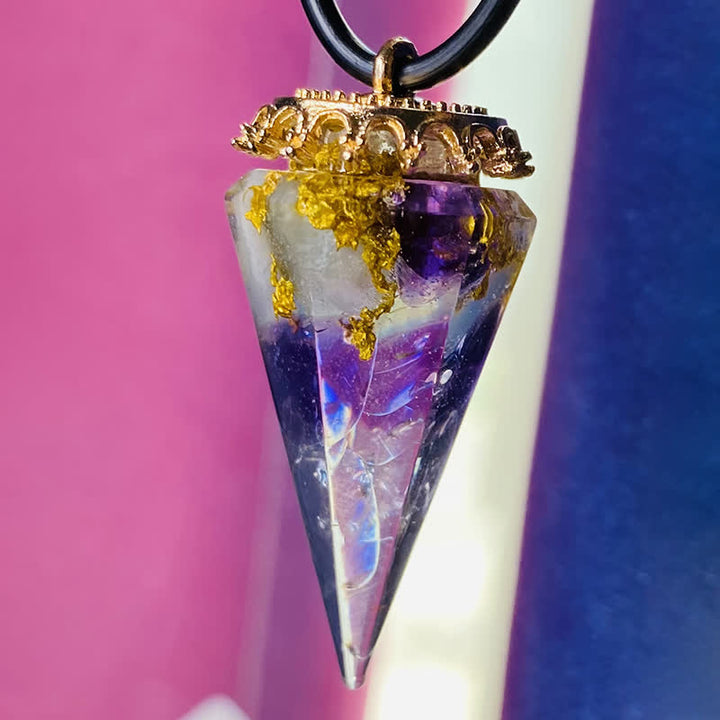 Olivenorma Natural Crystal Healing Necklace - Amethyst&Clear Crystal#1 - image 2