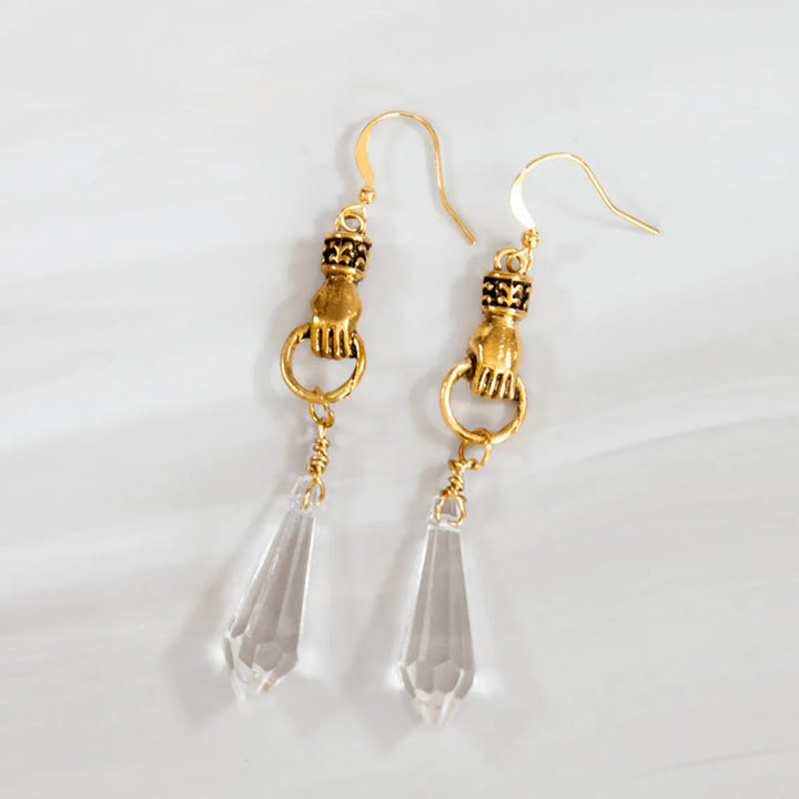 Olivenorma Witch Clear Quartz Polyhedron Prism Dangle Earrings - Clear Quartz - image 0