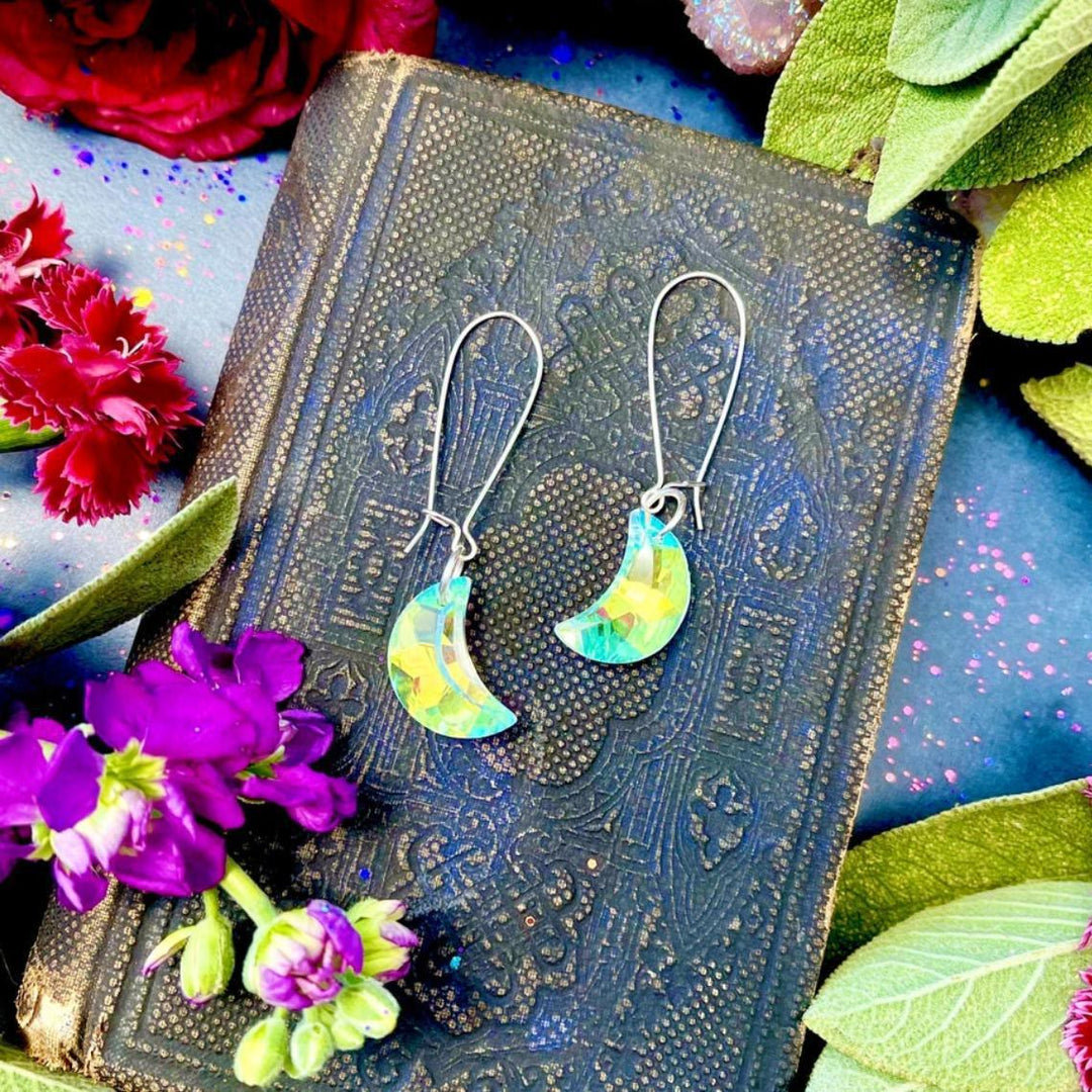 Olivenorma Bohemian Crescent Gemstone Crystal Earrings - Opal - image 8