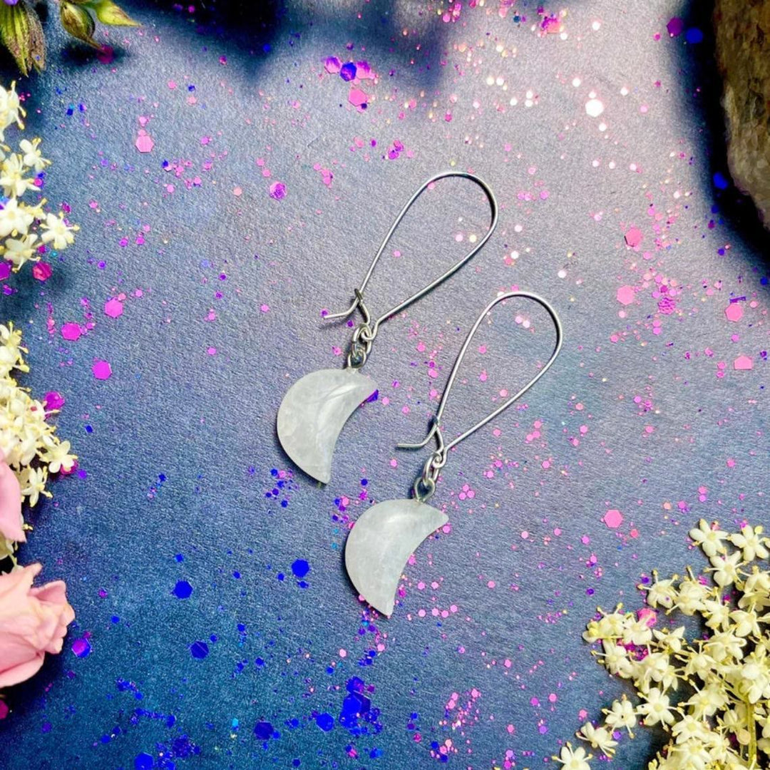 Olivenorma Bohemian Crescent Gemstone Crystal Earrings - Clear Quartz - image 6