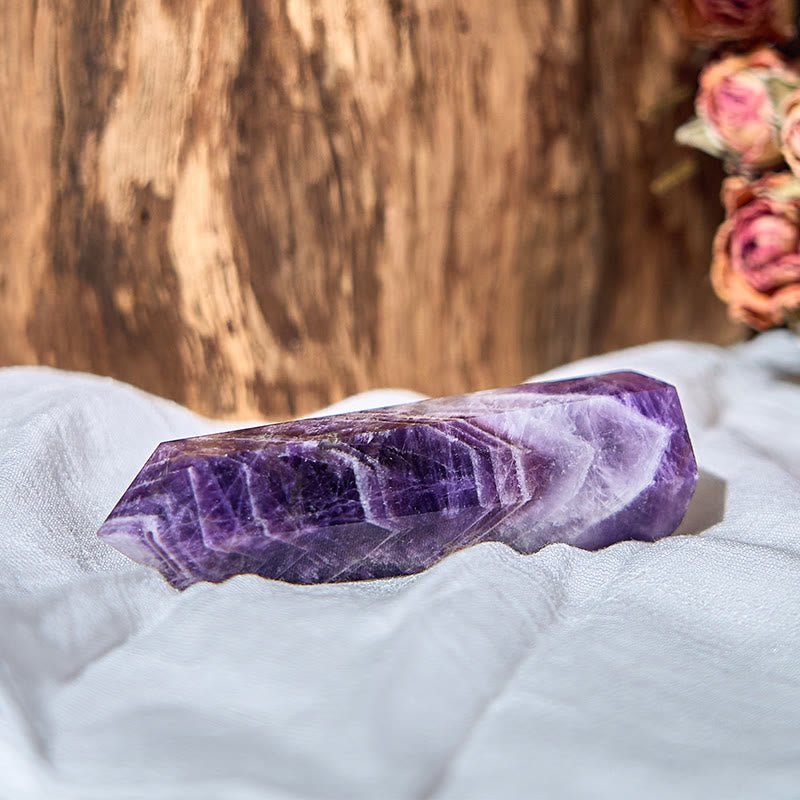 Olivenorma 6 Faceted Amethyst Prism Healing Crystal Wands Tower - image 3