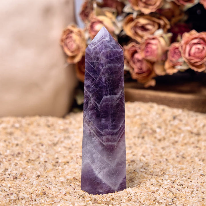 Olivenorma 6 Faceted Amethyst Prism Healing Crystal Wands Tower - image 4