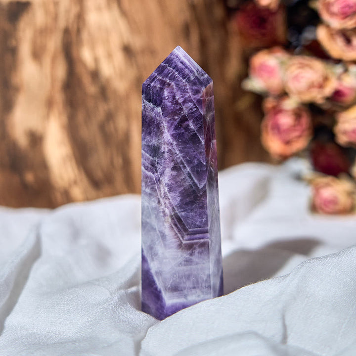 Olivenorma 6 Faceted Amethyst Prism Healing Crystal Wands Tower - image 1