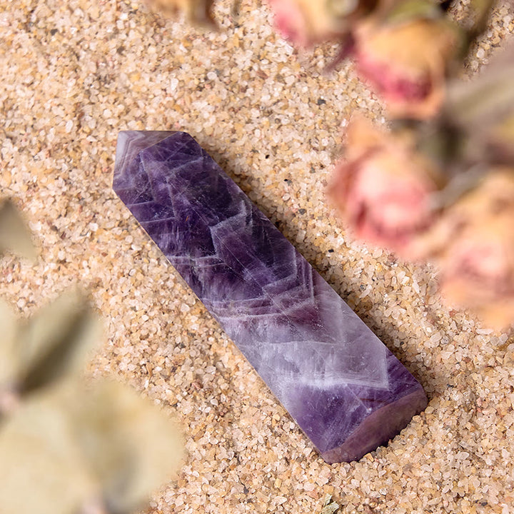 Olivenorma 6 Faceted Amethyst Prism Healing Crystal Wands Tower - image 5