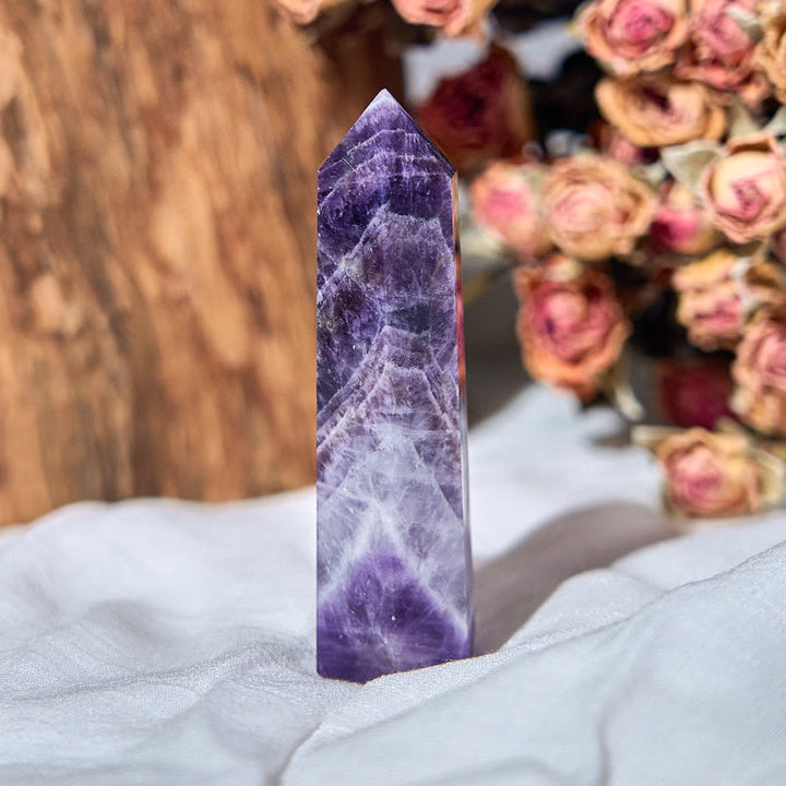 Olivenorma 6 Faceted Amethyst Prism Healing Crystal Wands Tower - image 2