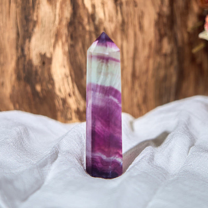 Olivenorma Natural Purple Fluorite Prismatic Healing Crystal Wands Tower - 7-8cm - image 0