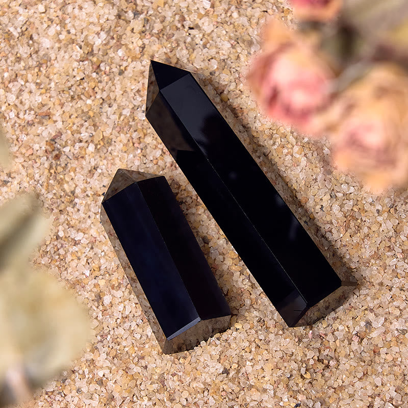 Olivenorma Genuine Black Obsidian Healing Obelisk Tower Crystal Wands - image 3