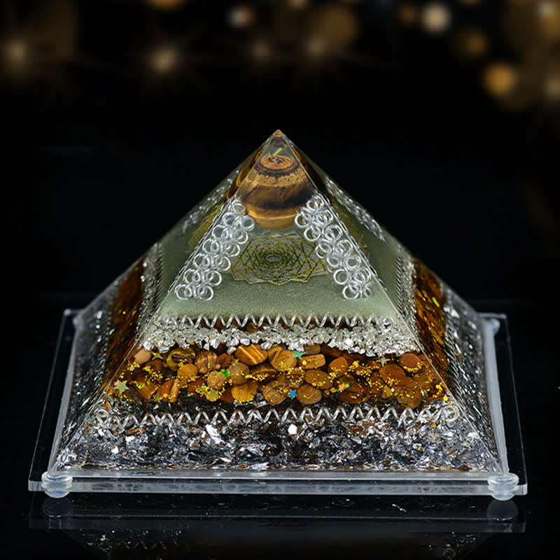 Olivenorma 8*12cm Natural Stone Orgone Pyramid - Tiger Eye - image 7