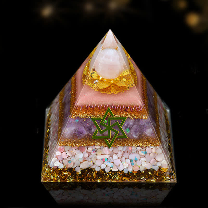 Olivenorma 12cm Natural Stone Energy Healing Orgone Pyramid - Rose Quartz & Pink Opal - image 5
