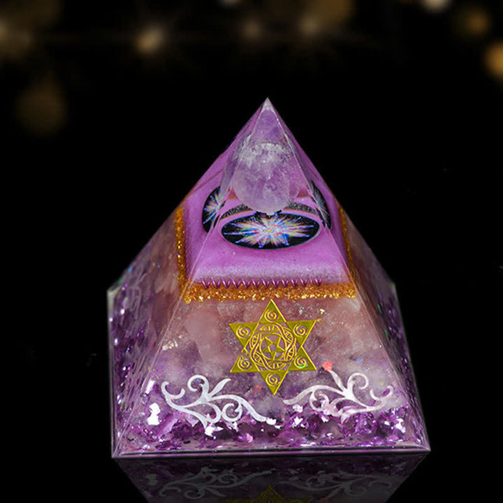 Olivenorma 12cm Natural Stone Energy Healing Orgone Pyramid - Amethyst & Lepidolite  - image 25