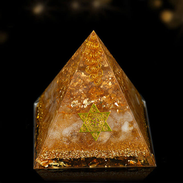 Olivenorma 12cm Natural Stone Energy Healing Orgone Pyramid - Citrine - image 3