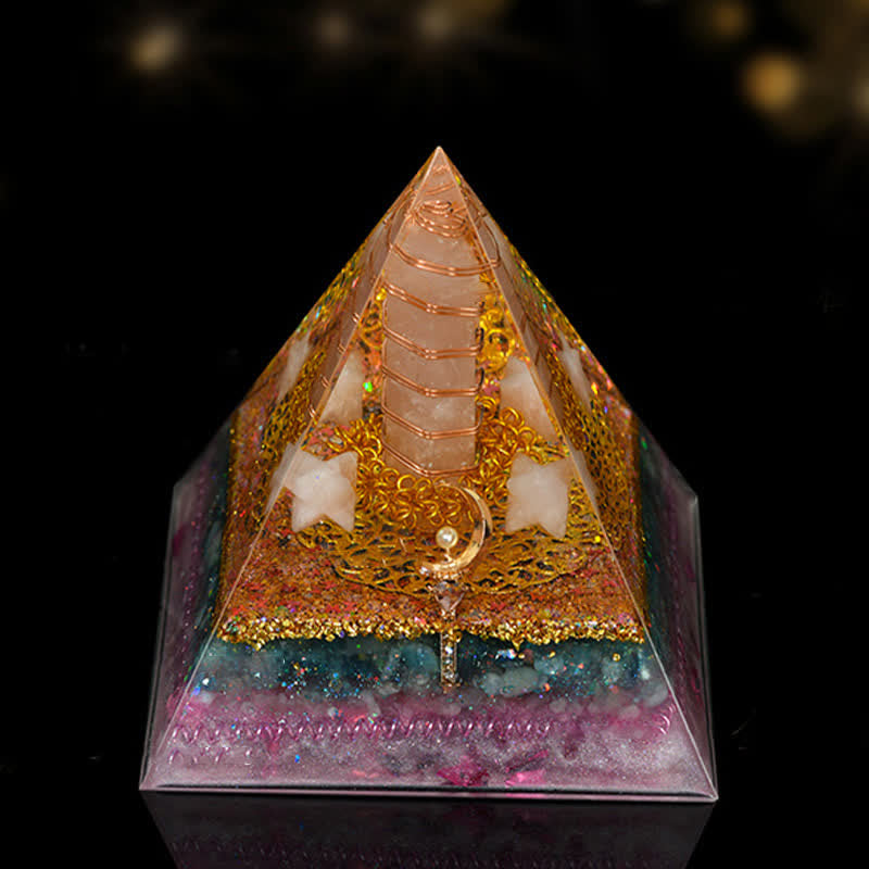 Olivenorma 12cm Natural Stone Energy Healing Orgone Pyramid - Rose Quartz & Aquamarine - image 17