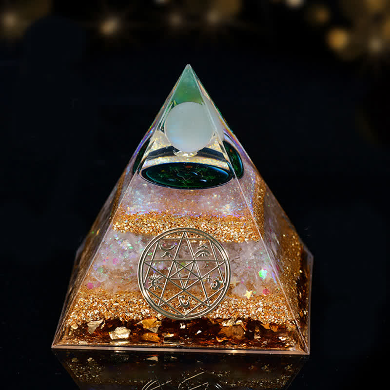 Olivenorma Natural Stone Five Elements Orgone Pyramid - Opalite - 10cm*10cm - image 3