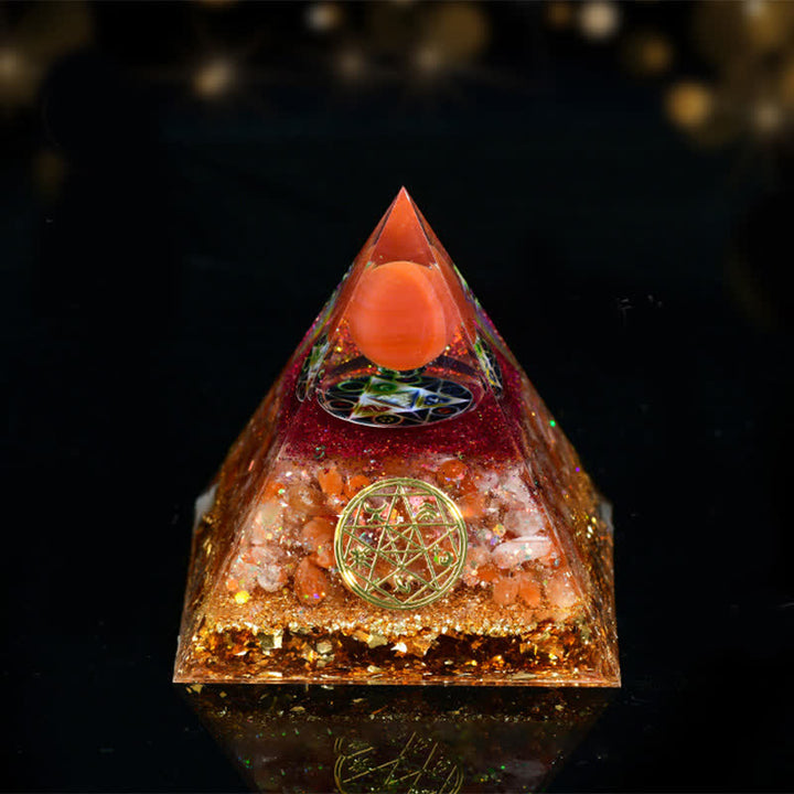 Olivenorma Natural Stone Five Elements Orgone Pyramid - Red Agate - 8cm*8cm - image 11