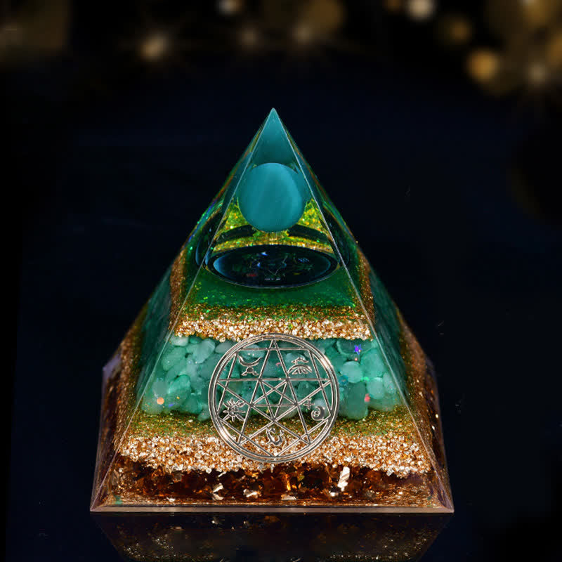 Olivenorma Natural Stone Five Elements Orgone Pyramid - Green Aventurine - 10cm*10cm - image 6