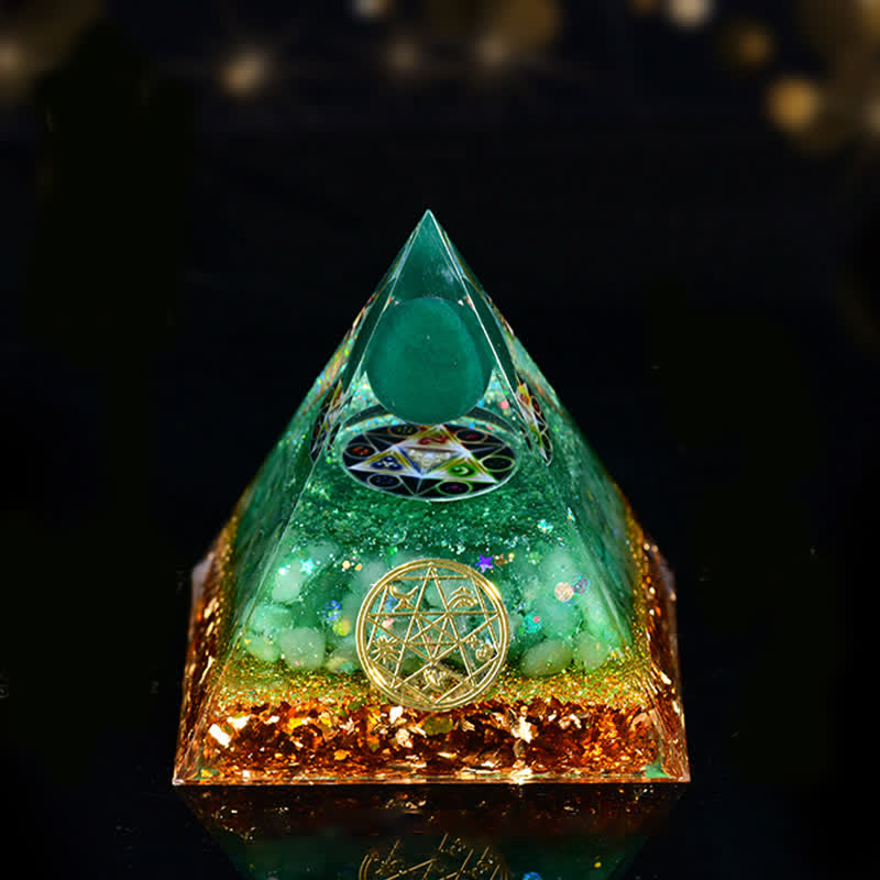 Olivenorma Natural Stone Five Elements Orgone Pyramid - Green Aventurine - 8cm*8cm - image 5
