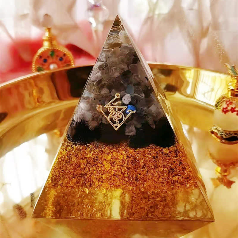 Olivenorma Moonstone Clear Crystal Obsidian Orgone Pyramid - image 1