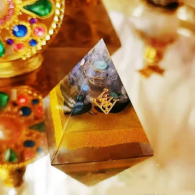 Olivenorma Moonstone Clear Crystal Obsidian Orgone Pyramid - 15cm*15cm - image 0