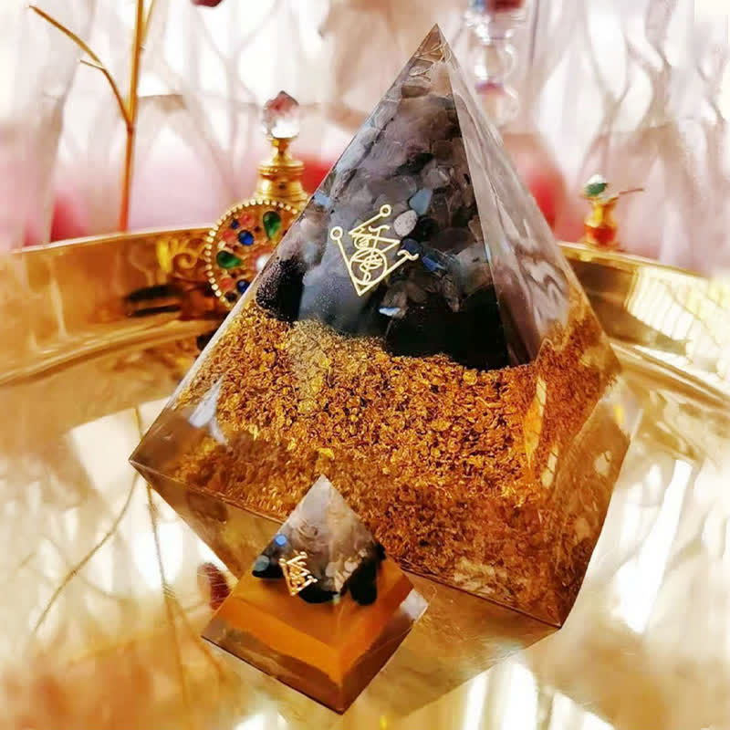 Olivenorma Moonstone Clear Crystal Obsidian Orgone Pyramid - image 3