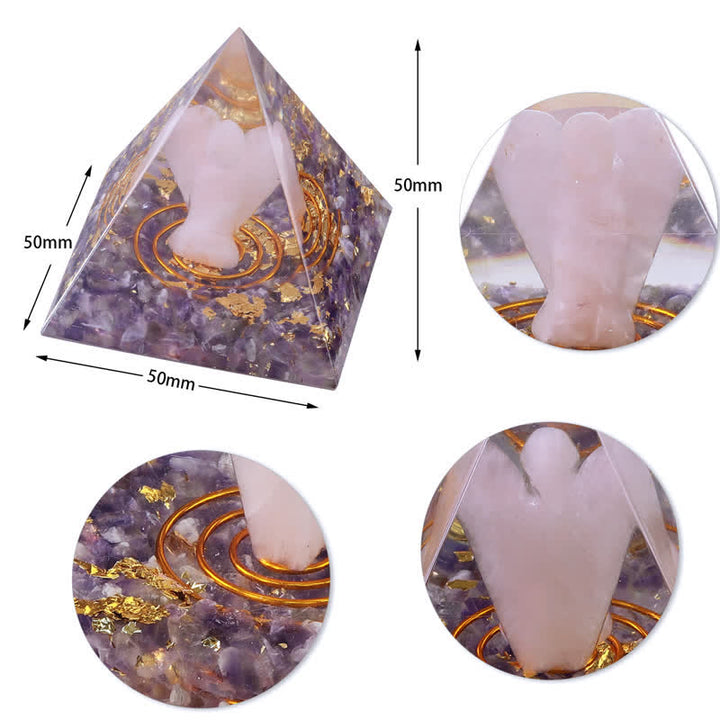 Olivenorma 5cm Natural Crystal Angel Carving Orgone Pyramid - image 25