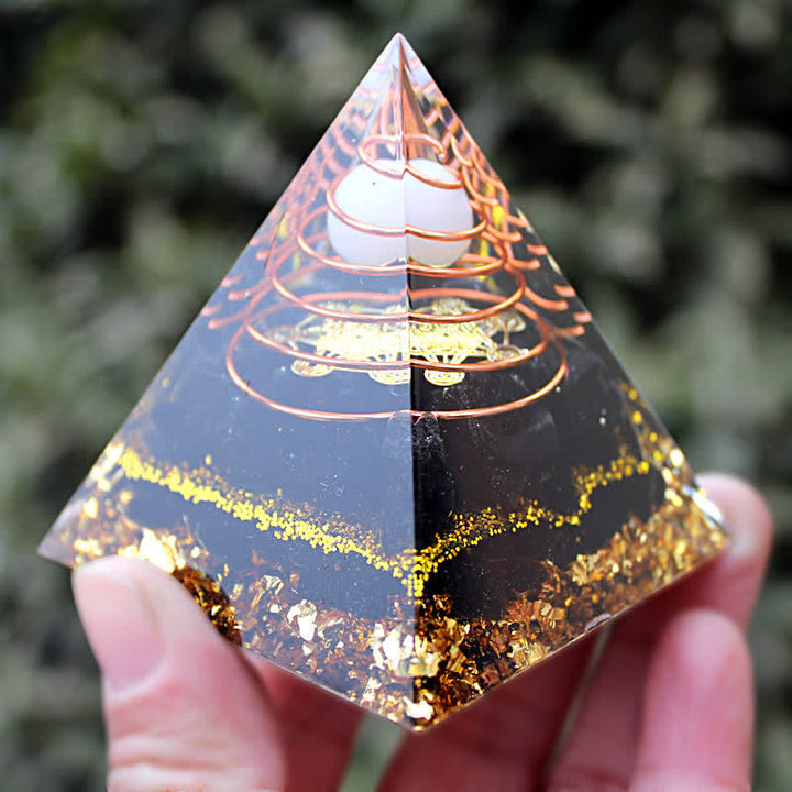 Olivenorma 6cm White Jade Obsidian Orgone Pyramid - image 3
