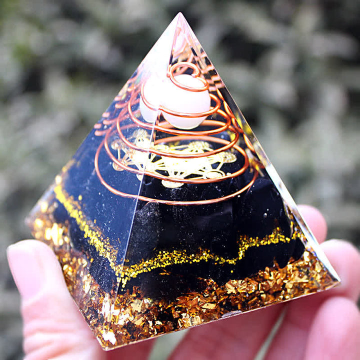 Olivenorma 6cm White Jade Obsidian Orgone Pyramid - image 2