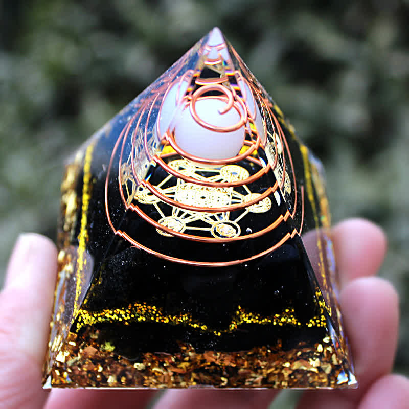 Olivenorma 6cm White Jade Obsidian Orgone Pyramid - image 1