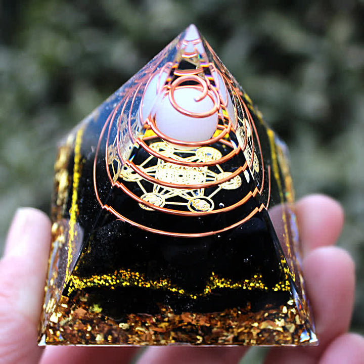 Olivenorma 6cm White Jade Obsidian Orgone Pyramid - image 1