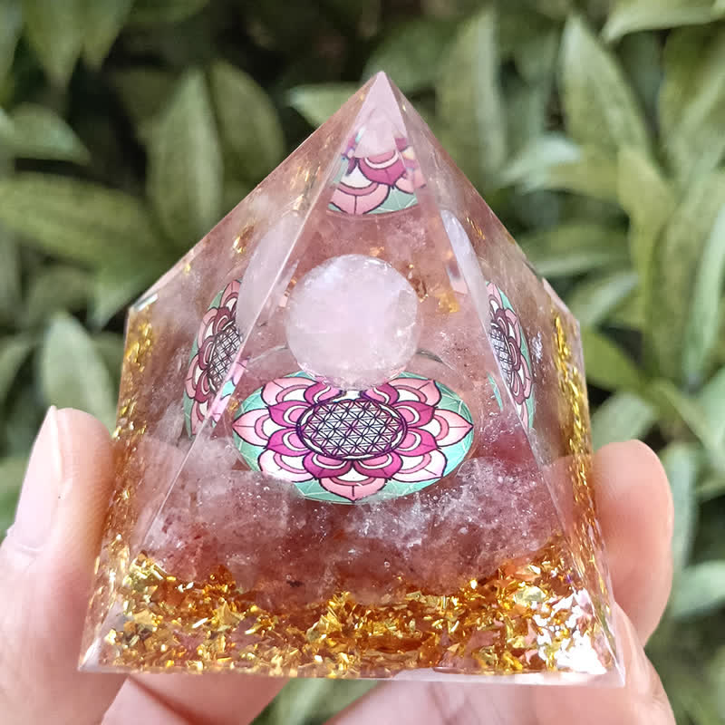Olivenorma 5m Rose Quartz Strawberry Quartz Orgone Pyramid - image 3