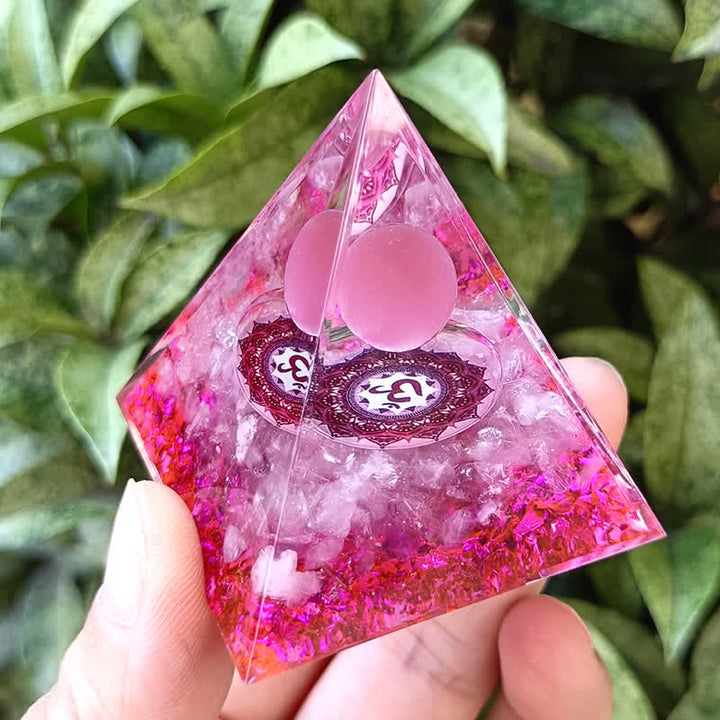 Olivenorma 5m Pink Cat's Eye Stone Orgone Pyramid - image 2