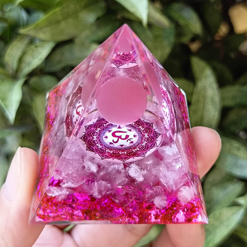 Olivenorma 5m Pink Cat's Eye Stone Orgone Pyramid - image 1