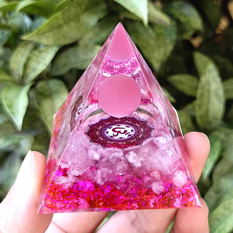 Olivenorma 5m Pink Cat's Eye Stone Orgone Pyramid - image 3
