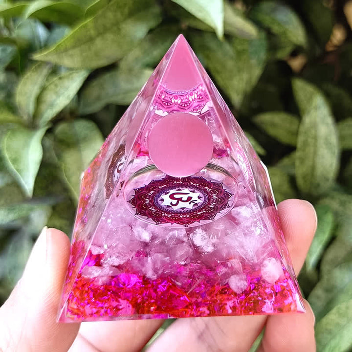 Olivenorma 5m Pink Cat's Eye Stone Orgone Pyramid - image 3