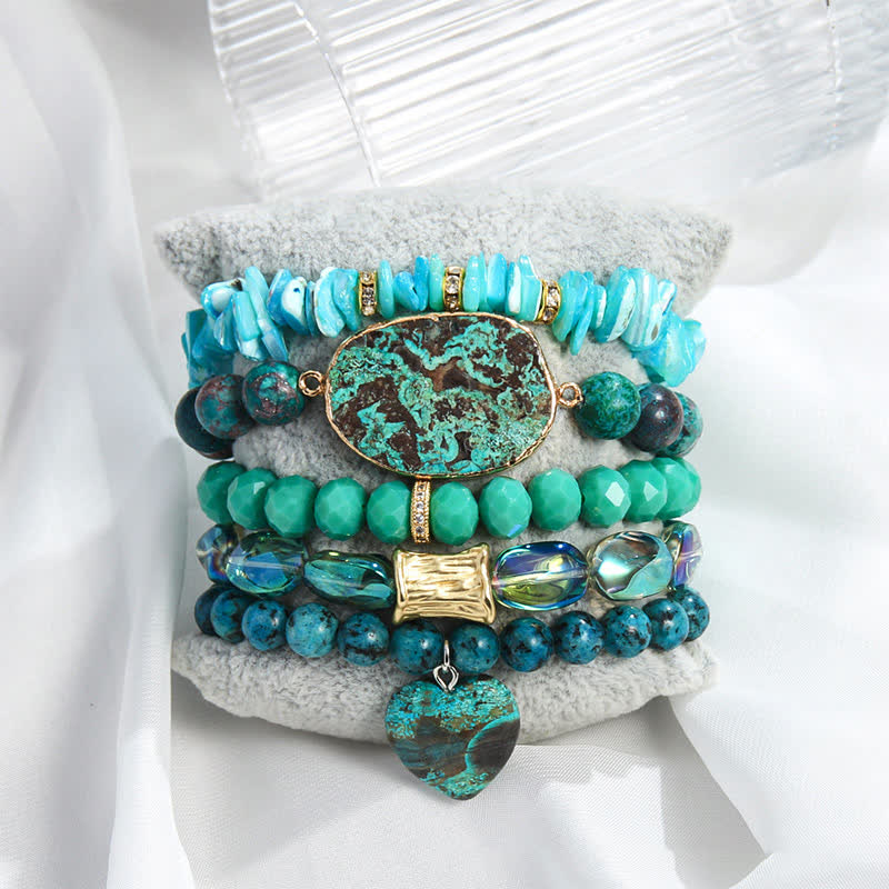 Olivenorma Natural Crystal 5-layer Beaded Bracelet Set - image 1