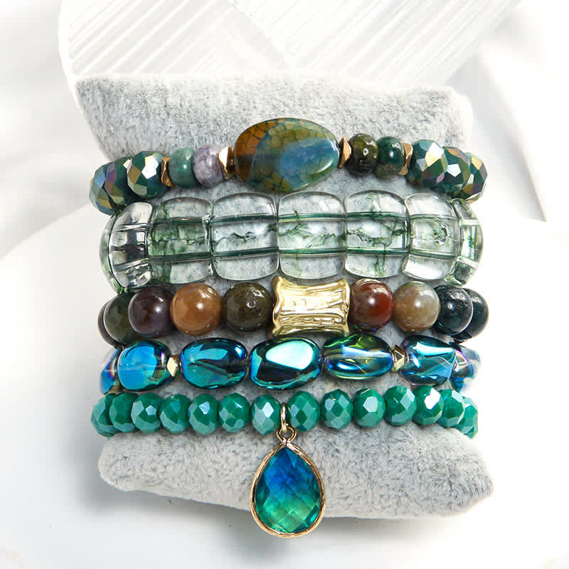 Olivenorma 5-layer Beaded Water Drop Pendant Bracelet Set - image 6